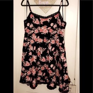 Black floral fit and flare dress